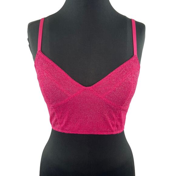 Free People Intimately Metallic Demis Pink Lace Bra Adjustable Tank M Medium - Picture 1 of 9